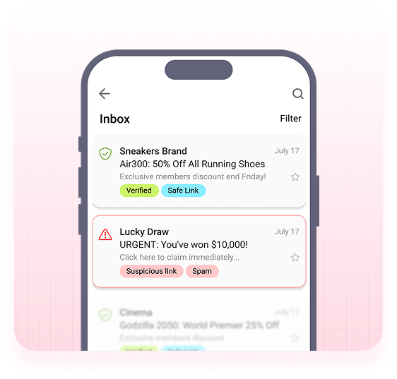 Mobile inbox preview